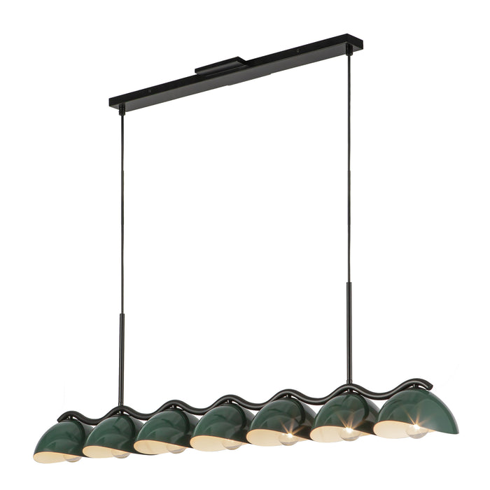Atlas Seven Light Linear Pendant Black/Pine Green-Linear/Island-Kuzco Lighting-Lighting Design Store
