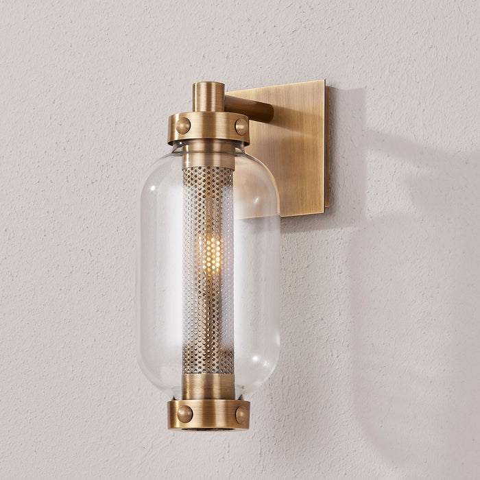 Atwater One Light Outdoor Wall Sconce Patina Brass