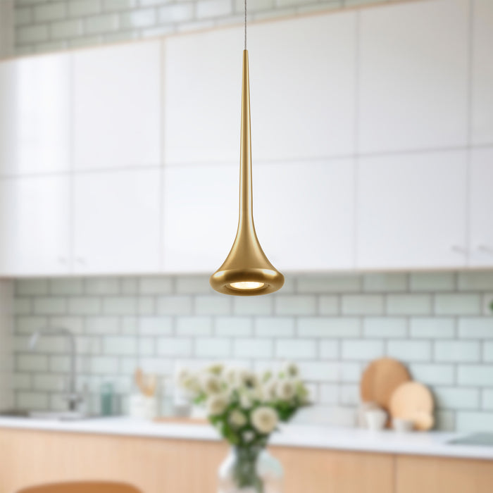 Bach LED Pendant Brushed Gold-Mini Pendants-Kuzco Lighting-Lighting Design Store