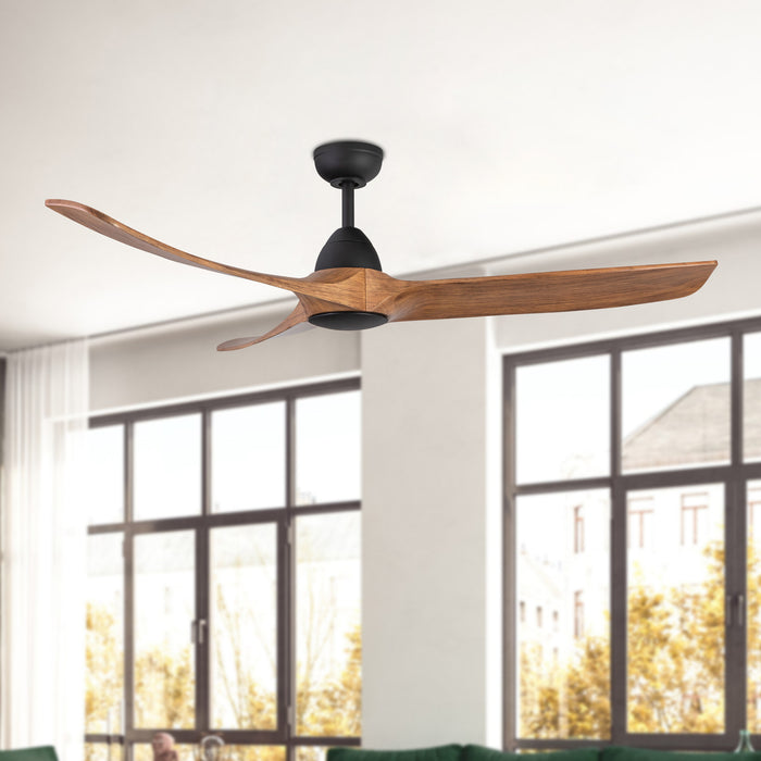 Baylor 60"Ceiling Fan Matte Black/Natural Wood-Fans-Kuzco Lighting-Lighting Design Store