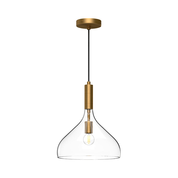 Belleview One Light Pendant Aged Gold/Clear Glass-Pendants-Alora-Lighting Design Store