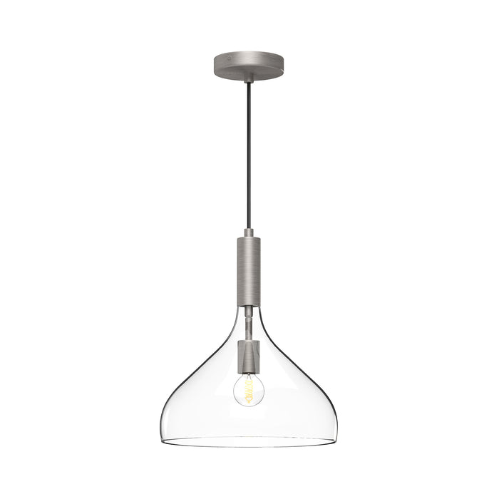 Belleview One Light Pendant Brushed Nickel/Clear Glass-Pendants-Alora-Lighting Design Store