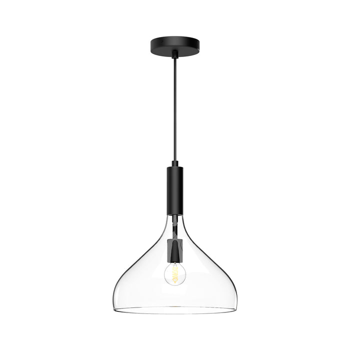 Belleview One Light Pendant Clear Glass/Matte Black-Pendants-Alora-Lighting Design Store