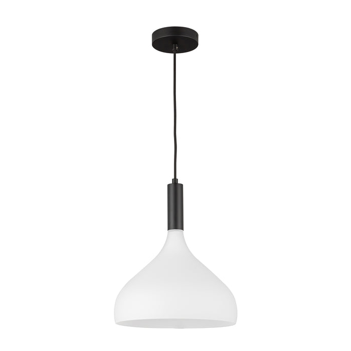 Belleview One Light Pendant Matte Black/Opal Glass-Pendants-Alora-Lighting Design Store