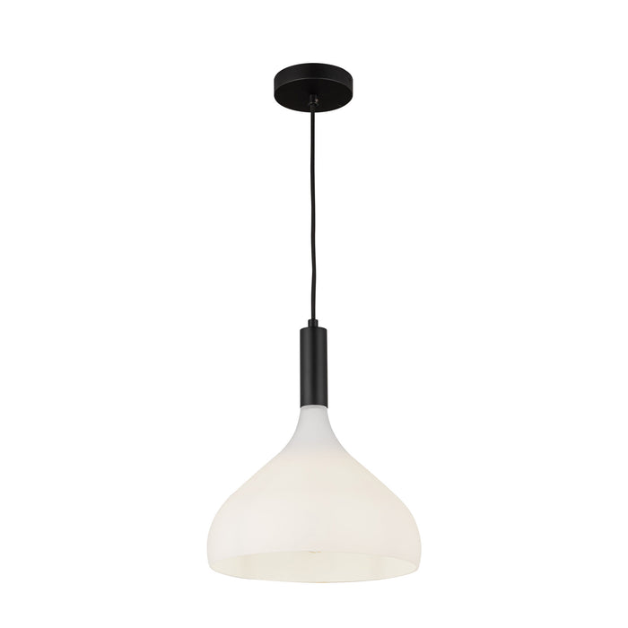 Belleview One Light Pendant Matte Black/Opal Glass-Pendants-Alora-Lighting Design Store