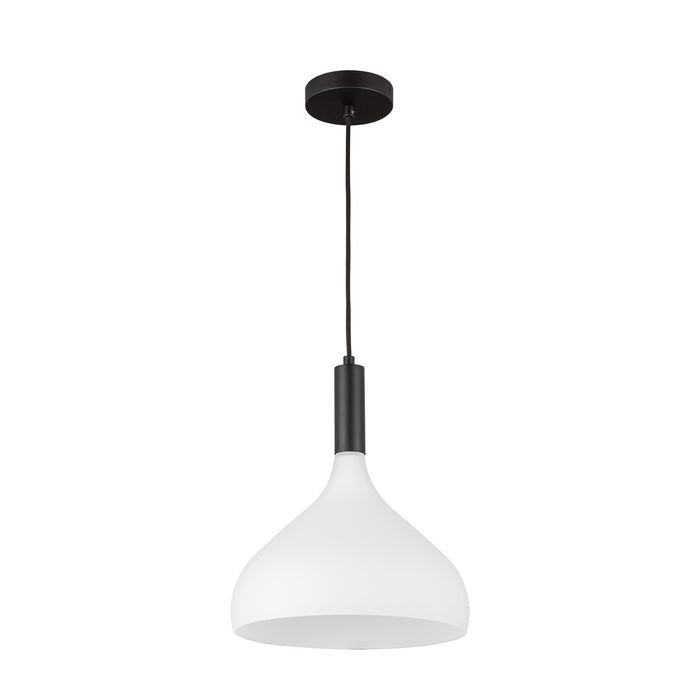Belleview One Light Pendant Matte Black/Opal Glass-Pendants-Alora-Lighting Design Store
