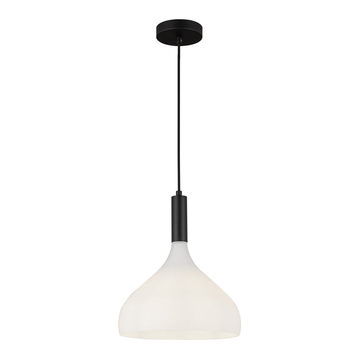 Belleview One Light Pendant Matte Black/Opal Glass-Pendants-Alora-Lighting Design Store