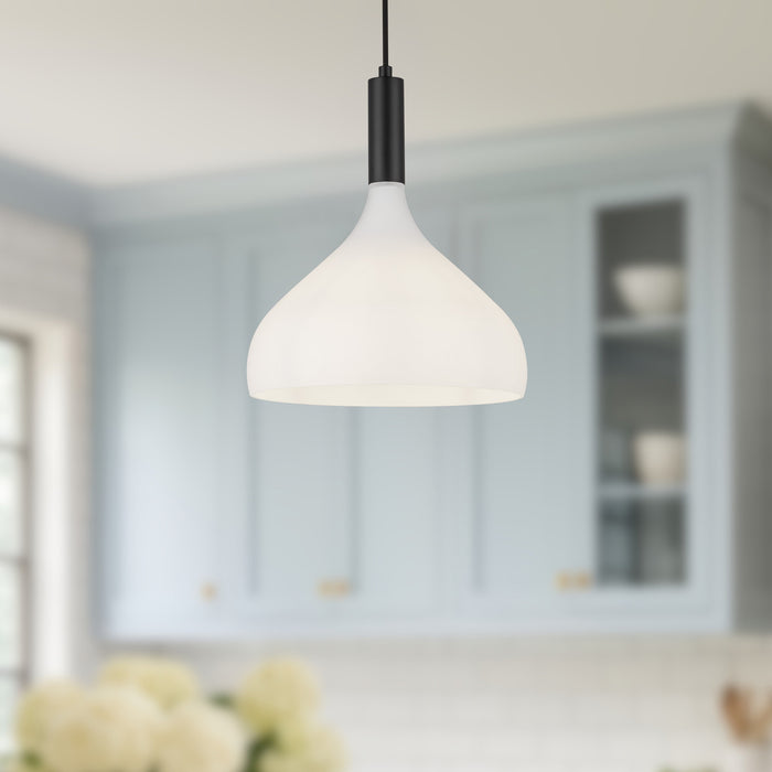 Belleview One Light Pendant Matte Black/Opal Glass-Pendants-Alora-Lighting Design Store