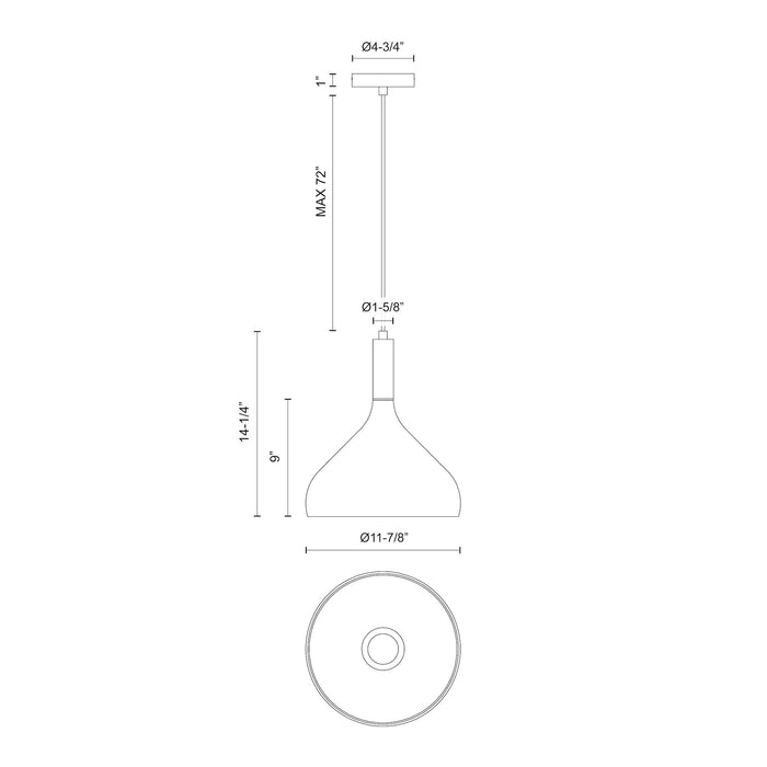 Belleview One Light Pendant Clear Glass/Matte Black-Pendants-Alora-Lighting Design Store