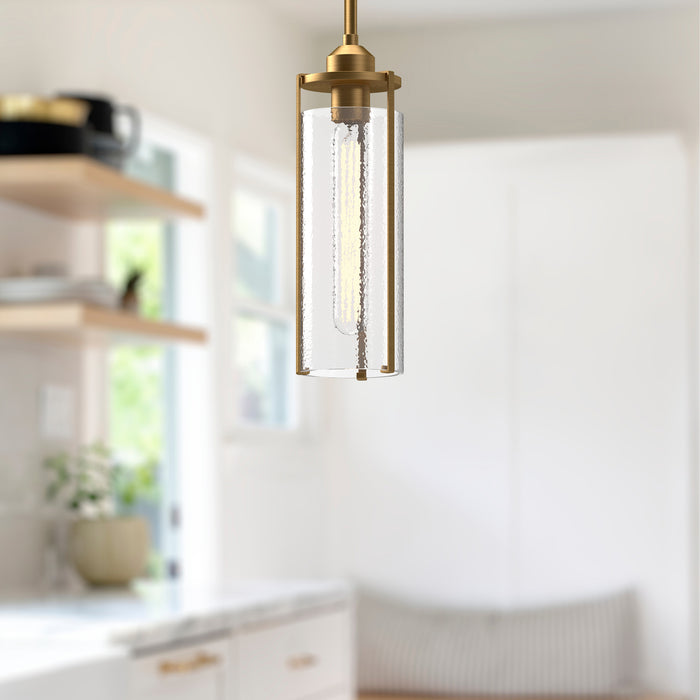 Belmont One Light Pendant Aged Gold/Clear Water Glass-Mini Pendants-Alora-Lighting Design Store