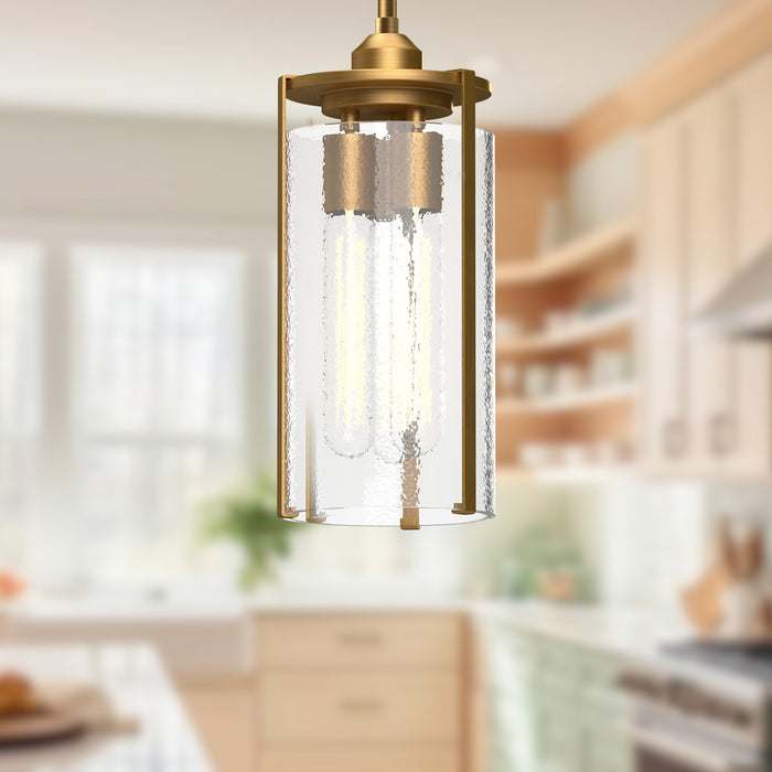 Belmont Three Light Pendant Aged Gold/Clear Water Glass-Mini Pendants-Alora-Lighting Design Store