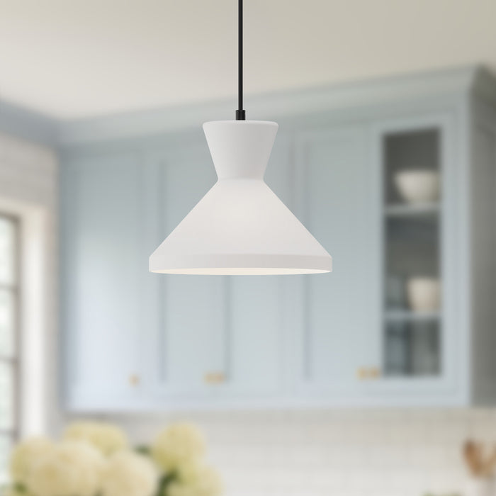 Betty One Light Pendant Matte Black/Opal Glass-Pendants-Alora-Lighting Design Store