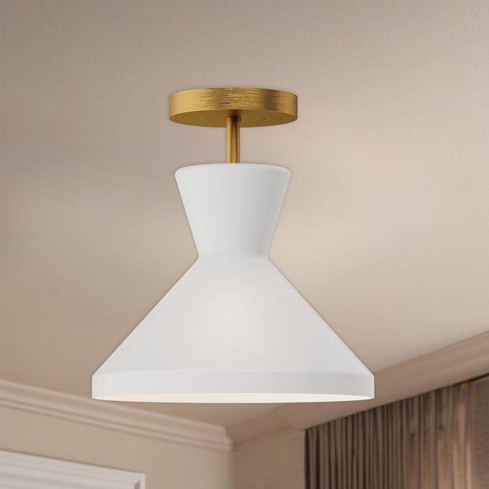 Betty One Light Semi-Flush Mount Aged Gold/Opal Glass-Semi-Flush Mts.-Alora-Lighting Design Store