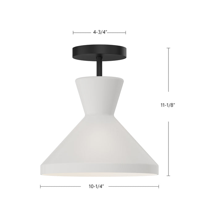 Betty One Light Semi-Flush Mount Matte Black/Opal Glass-Semi-Flush Mts.-Alora-Lighting Design Store