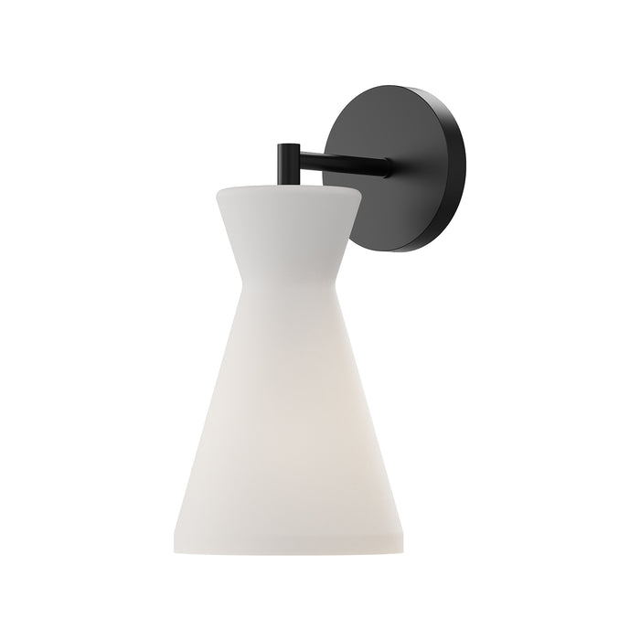Betty One Light Wall Sconce Matte Black/Opal Glass-Sconces-Alora-Lighting Design Store