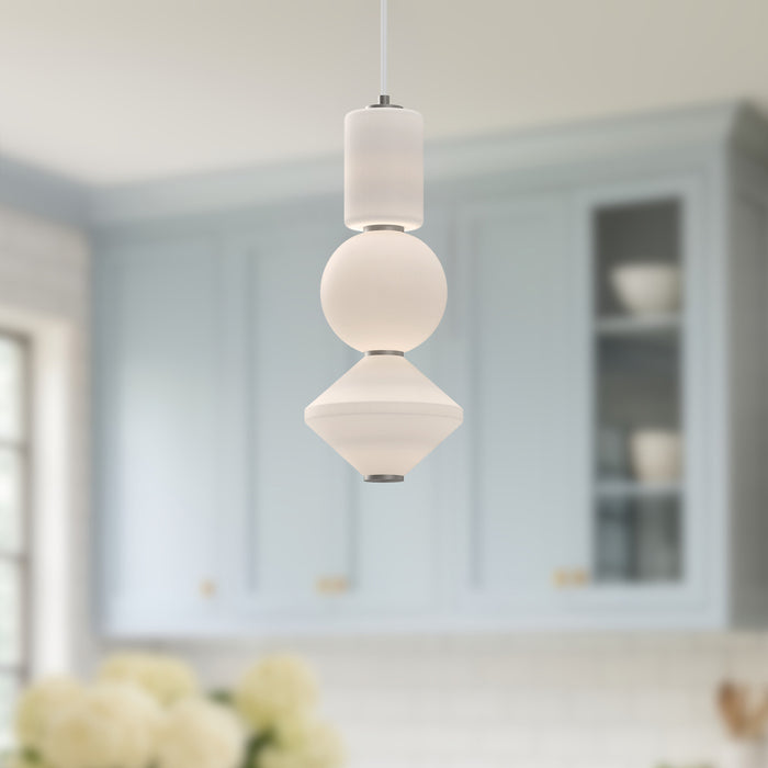 Bijou LED Pendant Brushed Nickel/Opal Matte Glass-Mini Pendants-Alora-Lighting Design Store