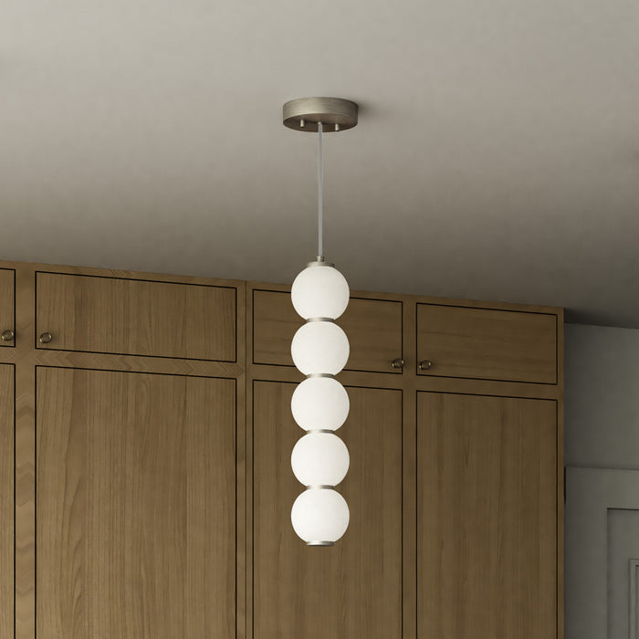 Bijou LED Pendant Brushed Nickel/Opal Matte Glass-Mini Pendants-Alora-Lighting Design Store