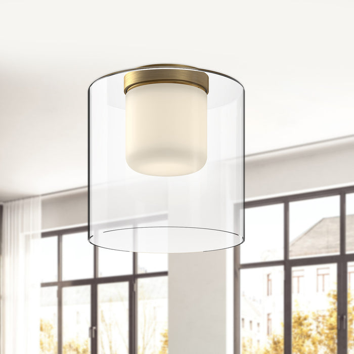 Birch LED Flush Mount Brushed Gold/Clear-Flush Mounts-Kuzco Lighting-Lighting Design Store