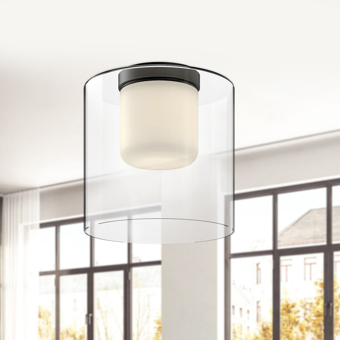 Birch LED Flush Mount Black/Clear-Flush Mounts-Kuzco Lighting-Lighting Design Store