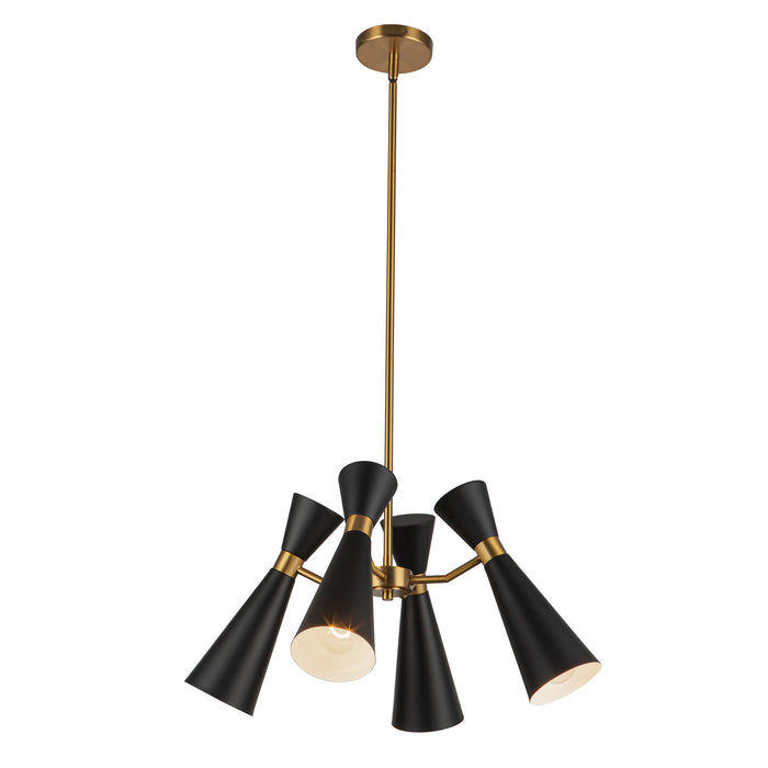 Blake Four Light Chandelier Matte Black/Aged Gold-Mid. Chandeliers-Alora-Lighting Design Store