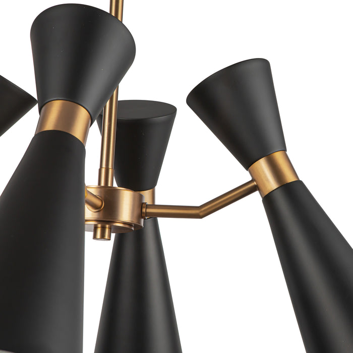 Blake Four Light Chandelier Matte Black/Aged Gold-Mid. Chandeliers-Alora-Lighting Design Store