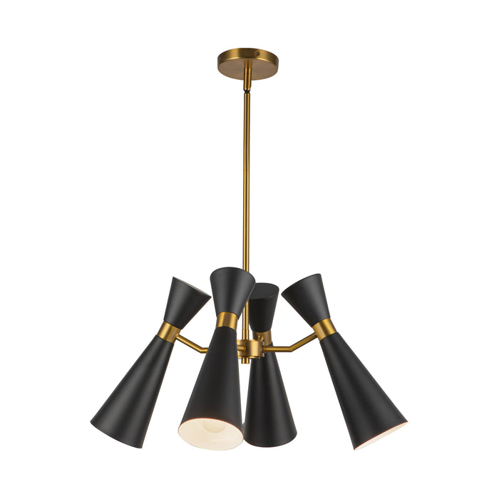 Blake Four Light Chandelier Matte Black/Aged Gold-Mid. Chandeliers-Alora-Lighting Design Store