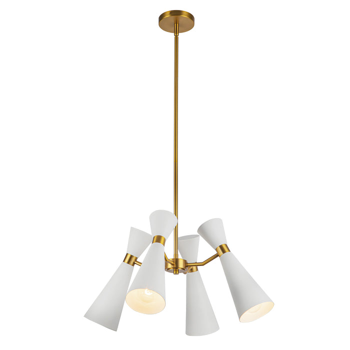 Blake Four Light Chandelier White/Aged Gold-Mid. Chandeliers-Alora-Lighting Design Store