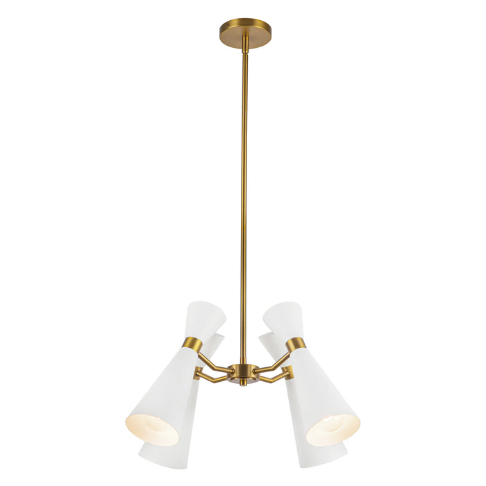 Blake Four Light Chandelier White/Aged Gold-Mid. Chandeliers-Alora-Lighting Design Store