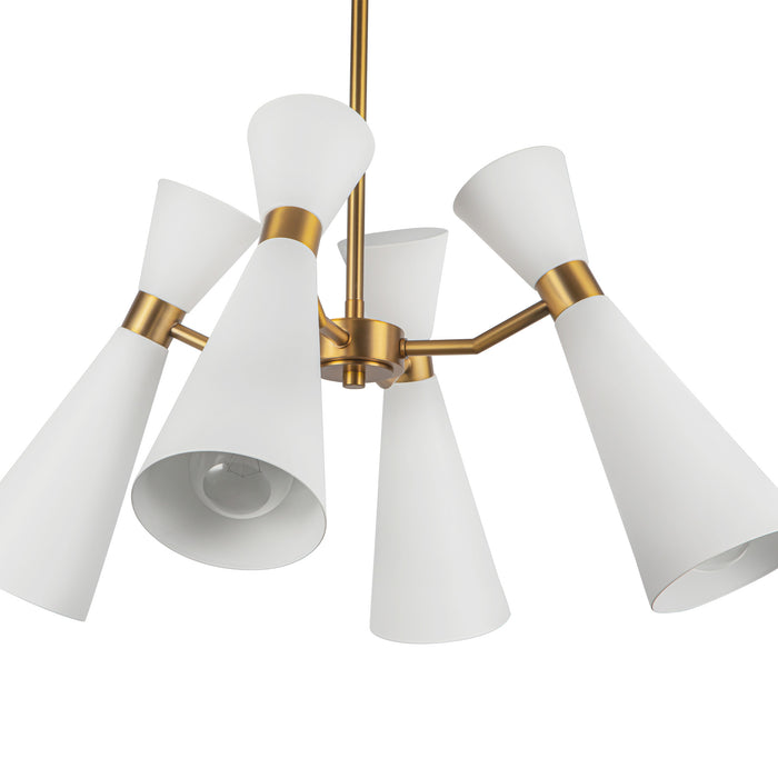 Blake Four Light Chandelier White/Aged Gold-Mid. Chandeliers-Alora-Lighting Design Store