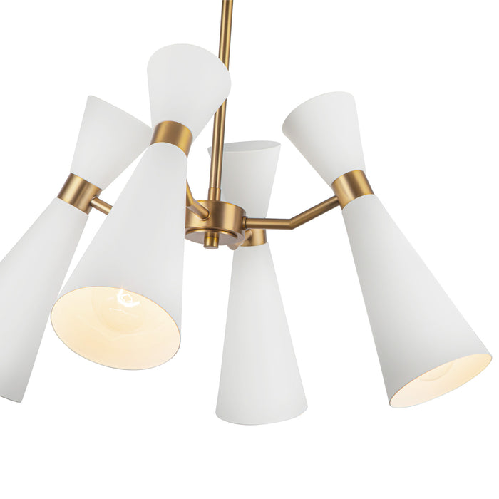 Blake Four Light Chandelier White/Aged Gold-Mid. Chandeliers-Alora-Lighting Design Store