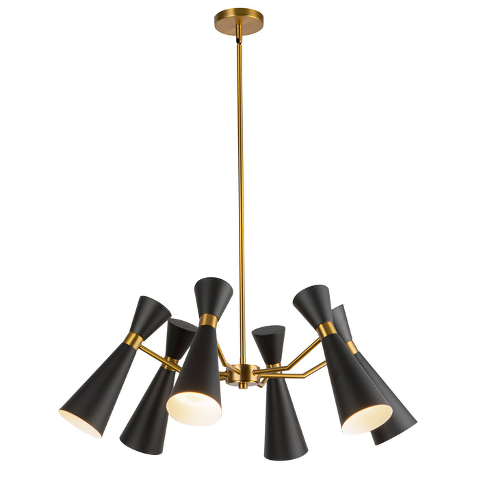 Blake Six Light Chandelier Matte Black/Aged Gold-Mid. Chandeliers-Alora-Lighting Design Store