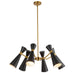 Blake Six Light Chandelier Matte Black/Aged Gold-Mid. Chandeliers-Alora-Lighting Design Store