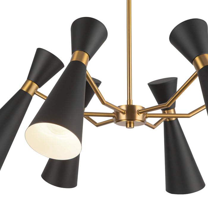 Blake Six Light Chandelier Matte Black/Aged Gold-Mid. Chandeliers-Alora-Lighting Design Store