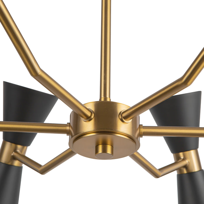 Blake Six Light Chandelier Matte Black/Aged Gold-Mid. Chandeliers-Alora-Lighting Design Store