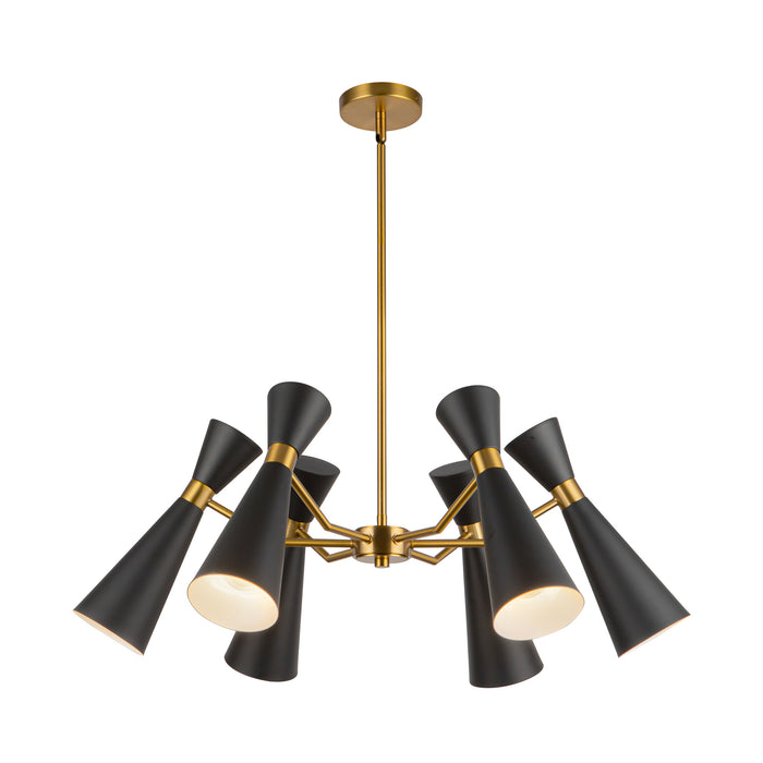 Blake Six Light Chandelier Matte Black/Aged Gold-Mid. Chandeliers-Alora-Lighting Design Store