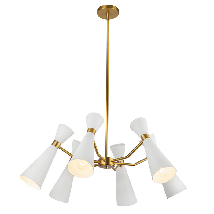 Blake Six Light Chandelier White/Aged Gold-Mid. Chandeliers-Alora-Lighting Design Store