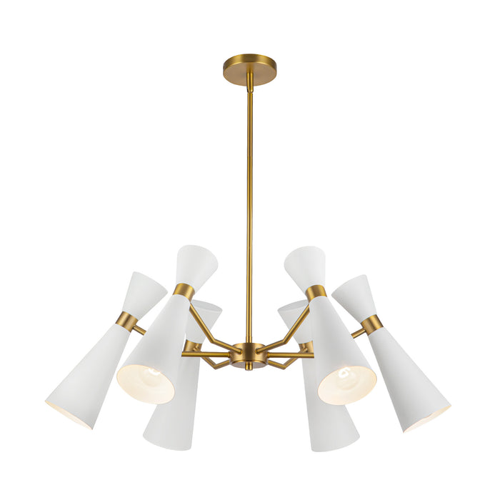 Blake Six Light Chandelier White/Aged Gold-Mid. Chandeliers-Alora-Lighting Design Store