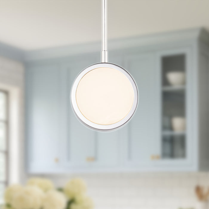 Blanco LED Pendant Polished Nickel/Alabaster-Mini Pendants-Alora-Lighting Design Store