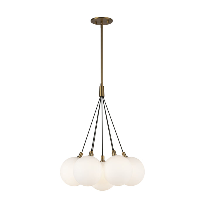 Bolla LED Chandelier Brushed Gold/Opal Glass-Mini Chandeliers-Kuzco Lighting-Lighting Design Store