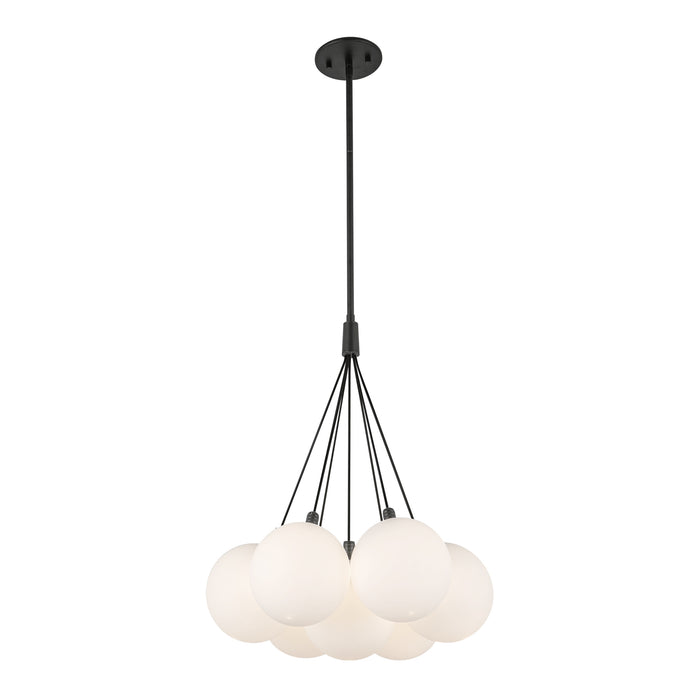 Bolla LED Chandelier Black/Opal Glass-Mini Chandeliers-Kuzco Lighting-Lighting Design Store