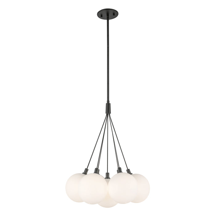 Bolla LED Chandelier Black/Opal Glass-Mini Chandeliers-Kuzco Lighting-Lighting Design Store