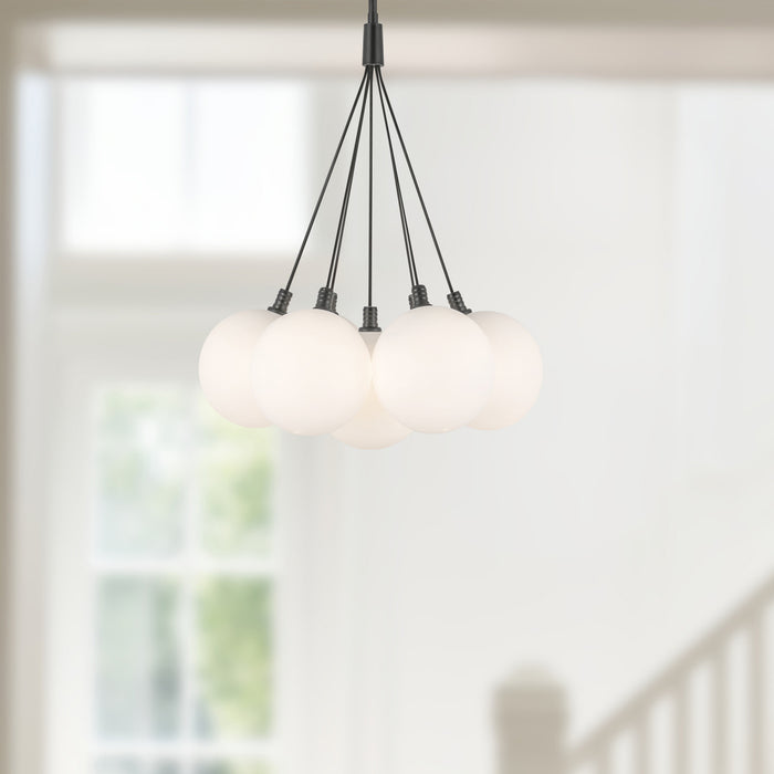 Bolla LED Chandelier Black/Opal Glass-Mini Chandeliers-Kuzco Lighting-Lighting Design Store