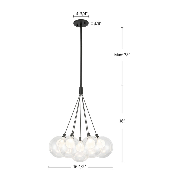 Bolla LED Chandelier Black/Opal Glass-Mini Chandeliers-Kuzco Lighting-Lighting Design Store