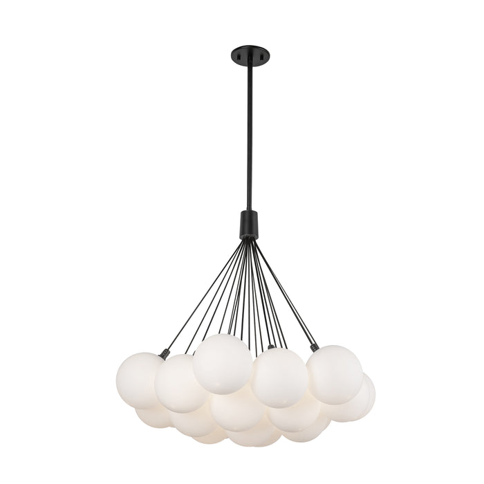 Bolla LED Chandelier Black/Opal Glass-Mid. Chandeliers-Kuzco Lighting-Lighting Design Store