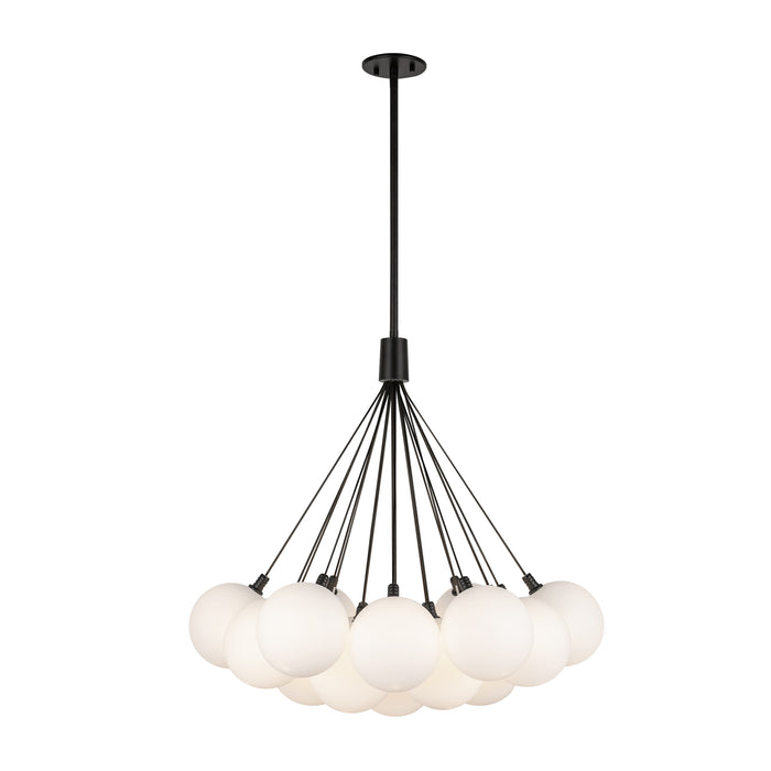 Bolla LED Chandelier Black/Opal Glass-Mid. Chandeliers-Kuzco Lighting-Lighting Design Store