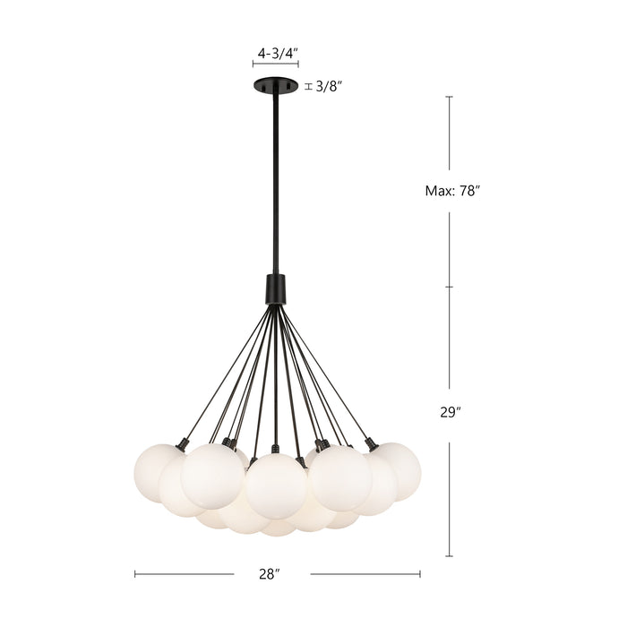 Bolla LED Chandelier Black/Opal Glass-Mid. Chandeliers-Kuzco Lighting-Lighting Design Store