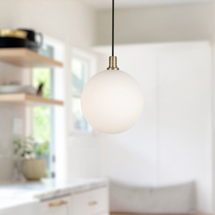 Bolla LED Pendant Brushed Gold/Opal Glass-Mini Pendants-Kuzco Lighting-Lighting Design Store