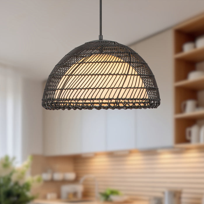 Bondi One Light Pendant Matte Black/Opal-Pendants-Alora-Lighting Design Store