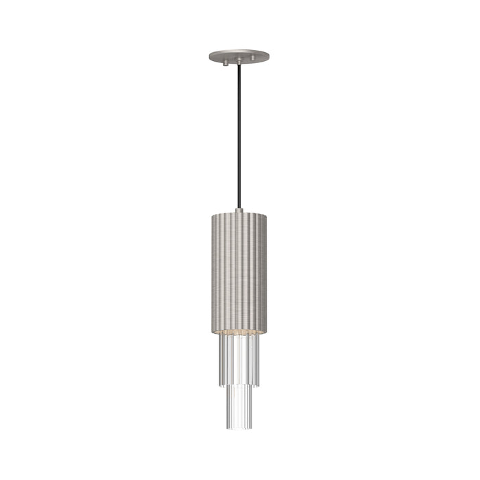Bordeaux LED Pendant Brushed Nickel/Clear Ribbed Glass-Mini Pendants-Alora-Lighting Design Store