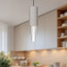 Bordeaux LED Pendant Brushed Nickel/Clear Ribbed Glass-Mini Pendants-Alora-Lighting Design Store